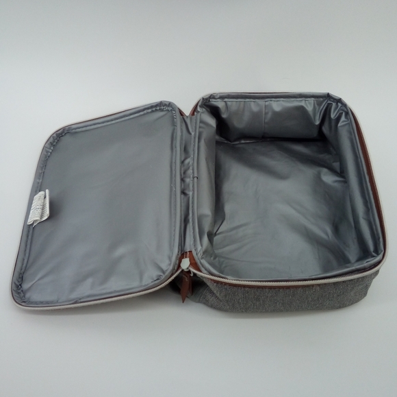 Acorn Street Fit + Fresh Insulated Lunch Box Gray Handle Drink Mesh Zip Around - Picture 5 of 8